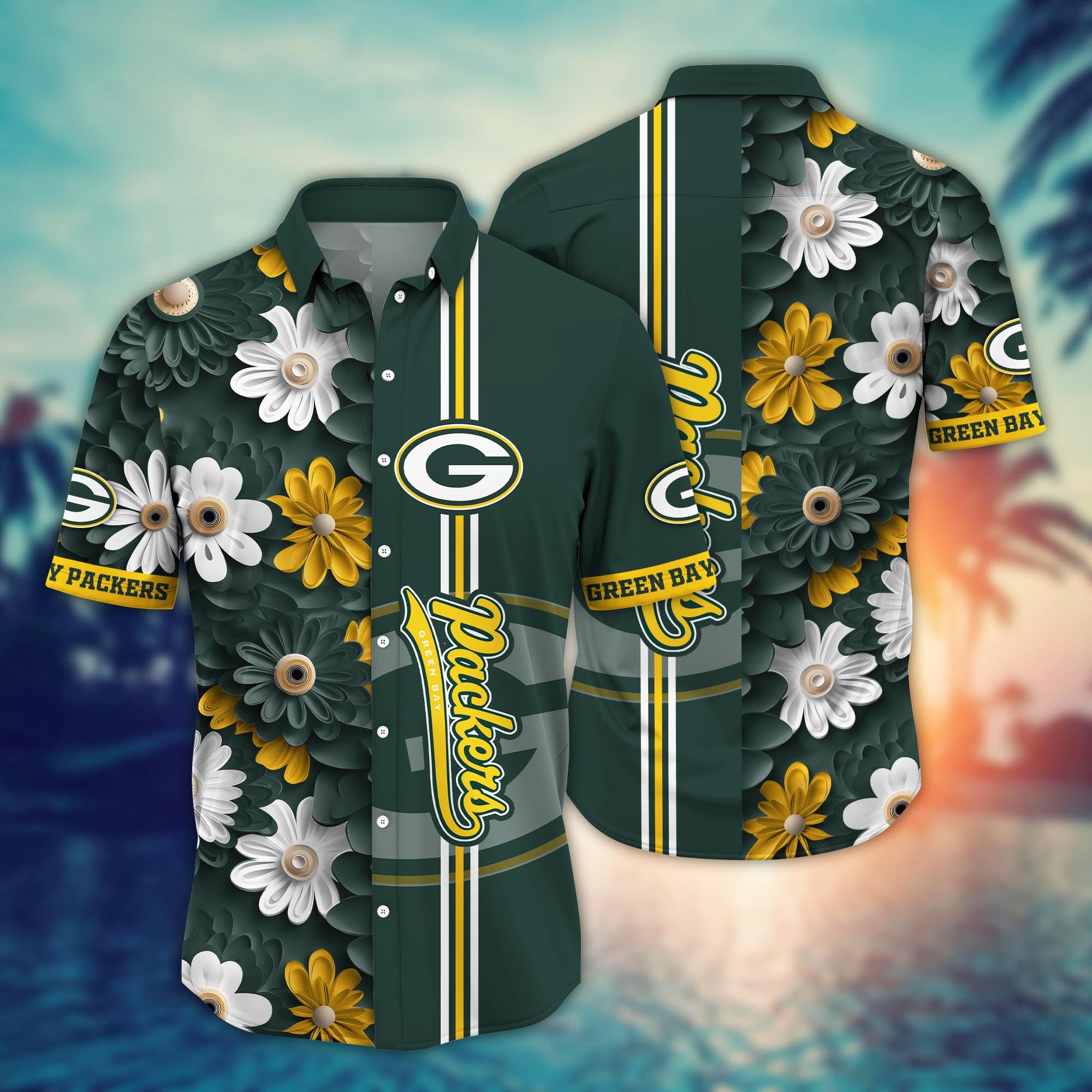 Green Bay Packers Flower Hawaii Shirt And Tshirt For Fans, Summer Football Shirts NA49574